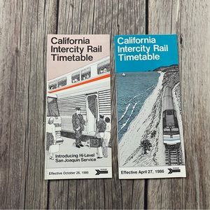 Lot Of 2 VTG Amtrak California Intercity Rail Timetable April 27 1986 Brochures